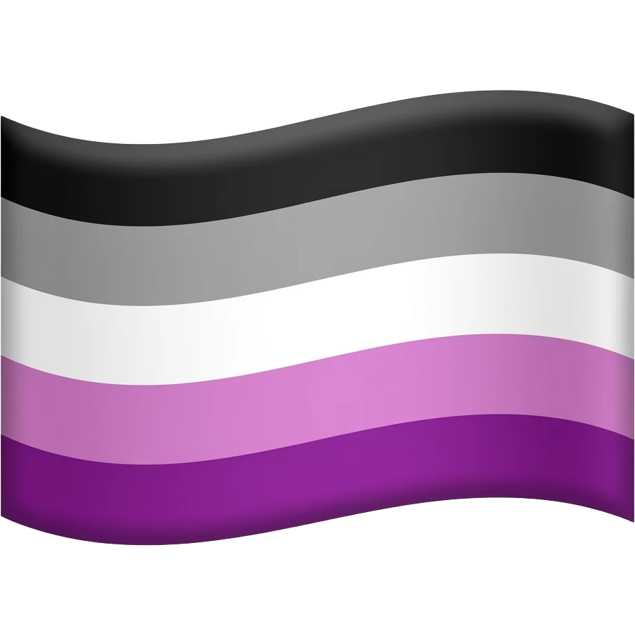 The flag of asexual pride (four horizontal stripes—black, gray, white, and purple) emoji