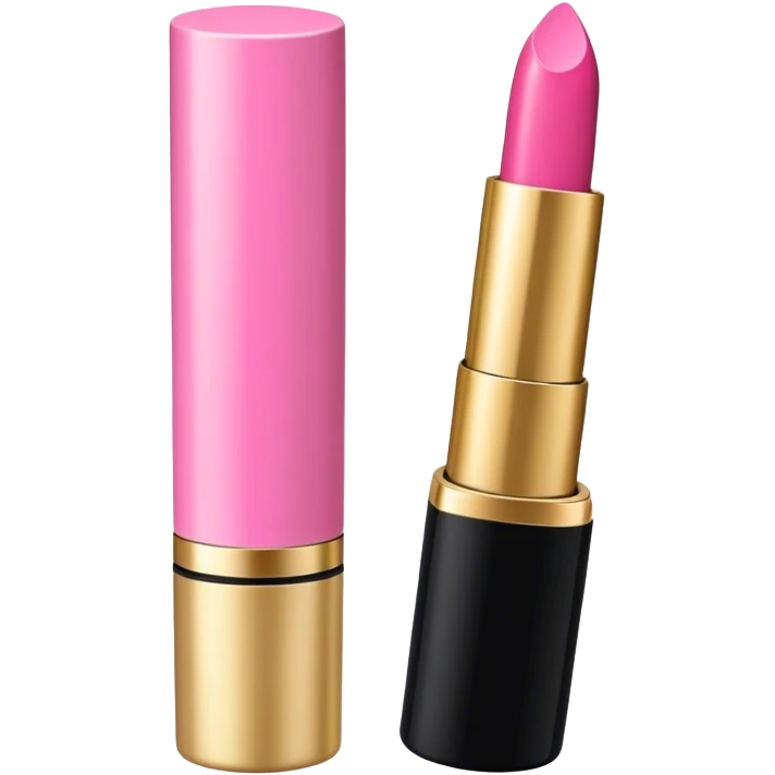 Pink lipstick with gold and black tube emoji