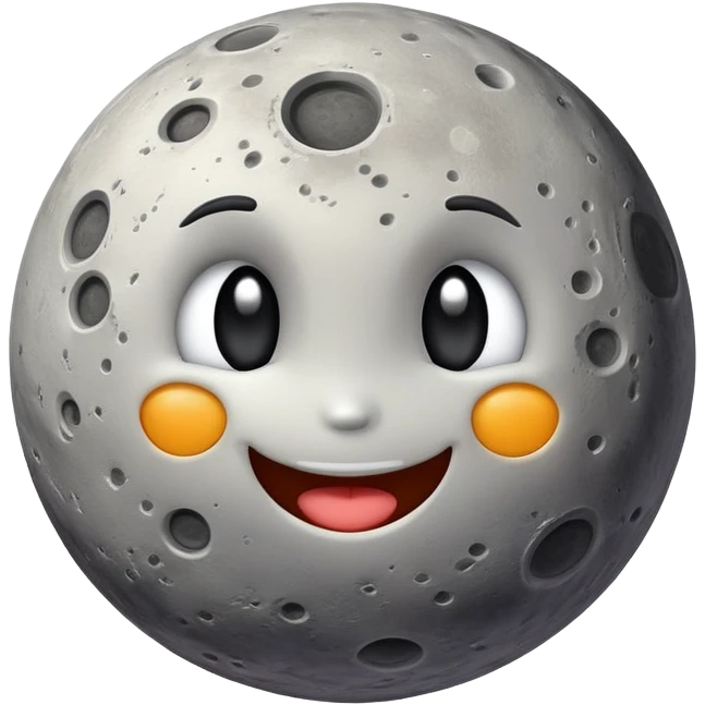 Mercury planet with a cute smiling face and crater details emoji