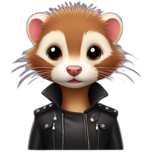 Red ferret with long fringe hairdo wearing leather jacket  emoji