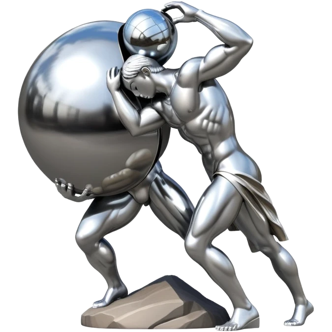 sorayama Sisyphus carrying big sphere on his back sculpture emoji