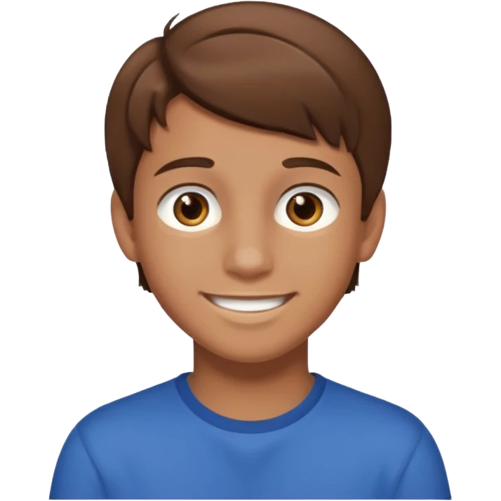 Illustrated emoji of a teen boy with brown hair and brown eyes emoji