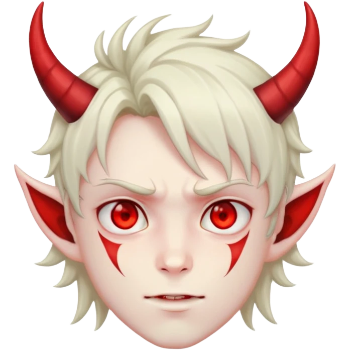 Anime devil boy with horns and red eyes emoji