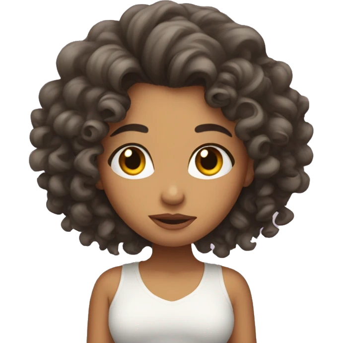 pretty latina with curly hair rolling her eyes emoji