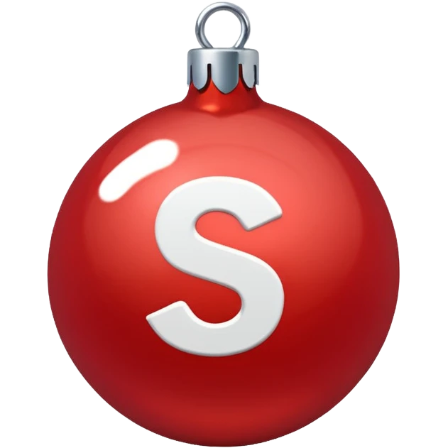 red Christmas ball with white "S" logo emoji