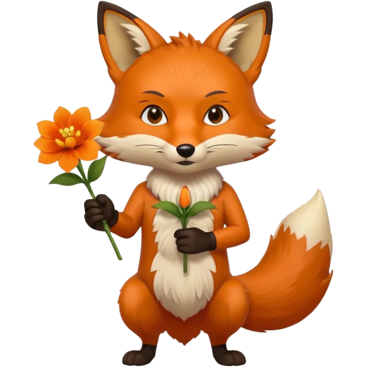 stojący z kwiatkiem lisek który jest wściekły  emoji