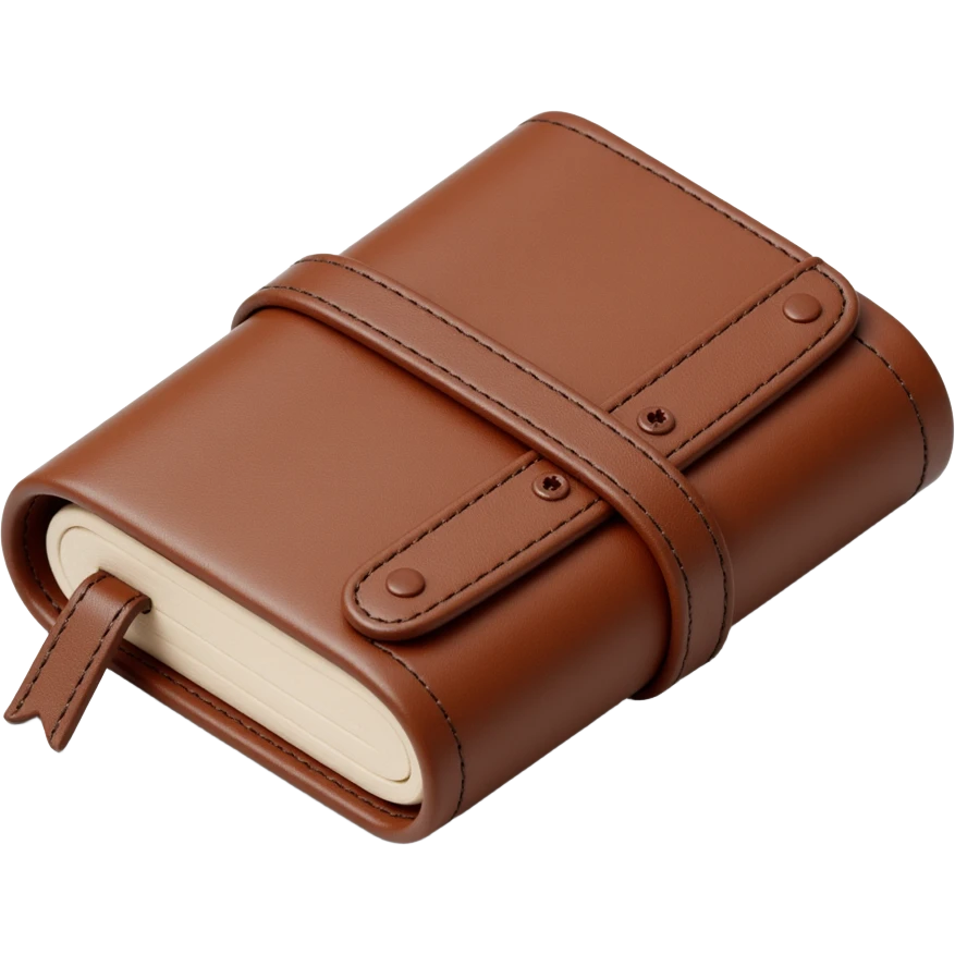 leather-textured notebook icon in skeuomorphism style, with stitching and embossed details emoji