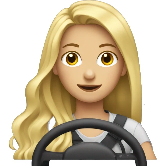 Girl with long blonde hair in a jeep emoji