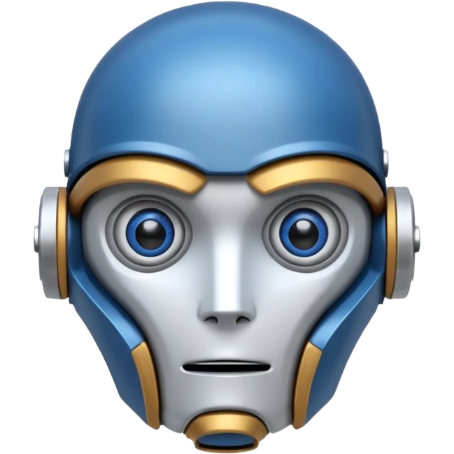tête de robot cosmonaute bleu et blanc avec des yeux plié emoji