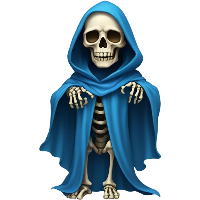 skeleton wearing blue cloak and hood emoji