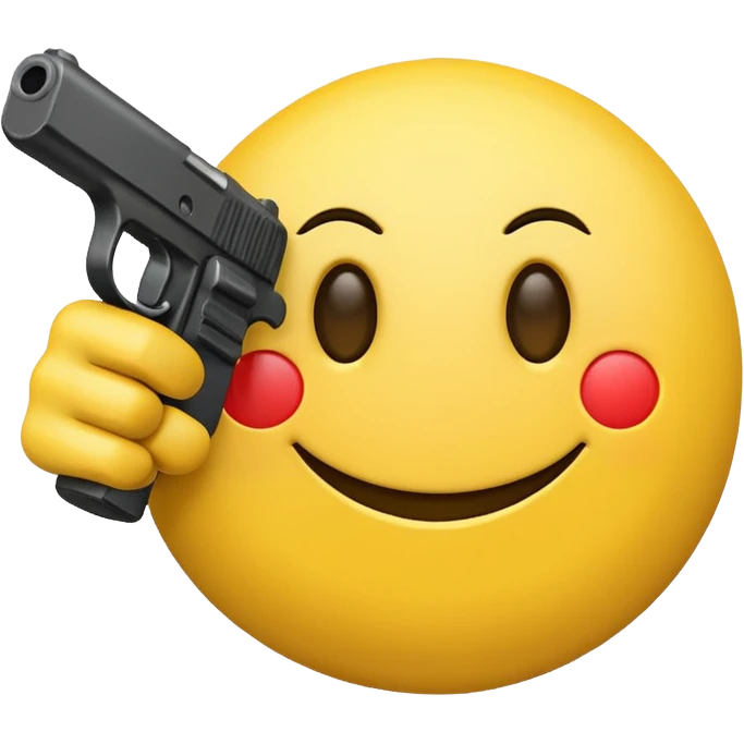 Yellow smiley face holding gun pointing towards screen emoji