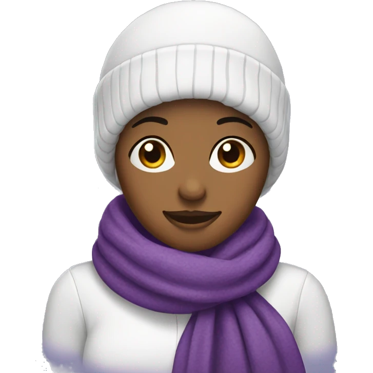 Snowwoman with lashes wearing purple scarf emoji