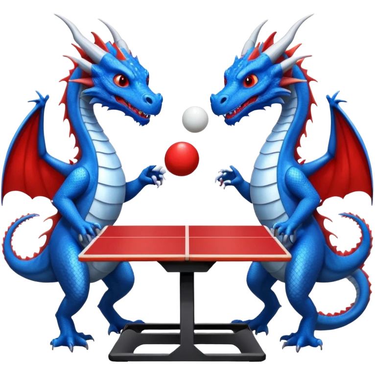 deux dragons qui jouent au ping pong sans la table emoji