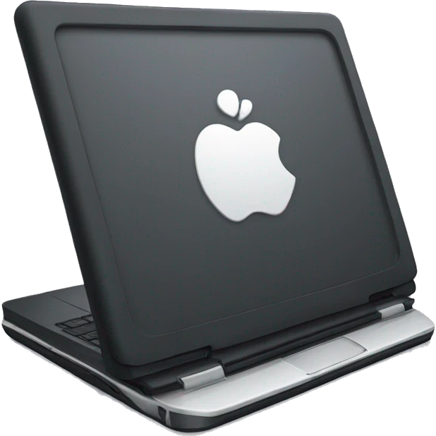 2001 black Mac laptop tilted towards front emoji
