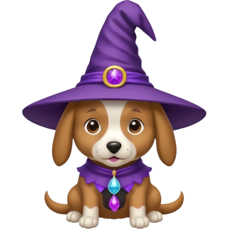 dog wear purple wicth hat emoji