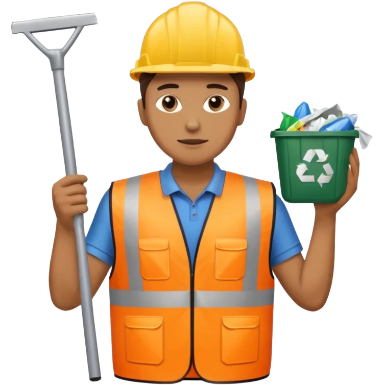 Waste Management, safety vest, trash picker emoji