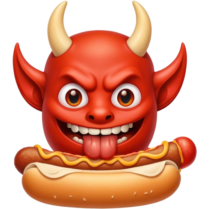 devil eating a hotdog emoji