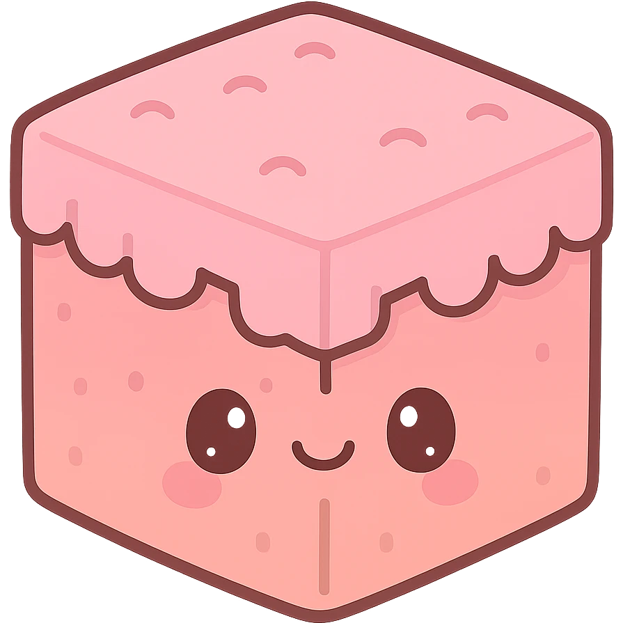 pink Minecraft dirt block kawaii style emoji