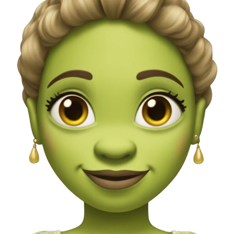 shreck on a very womanly body with a dress emoji