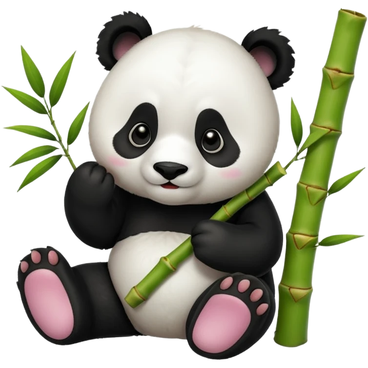 Cute panda eating bamboo  emoji