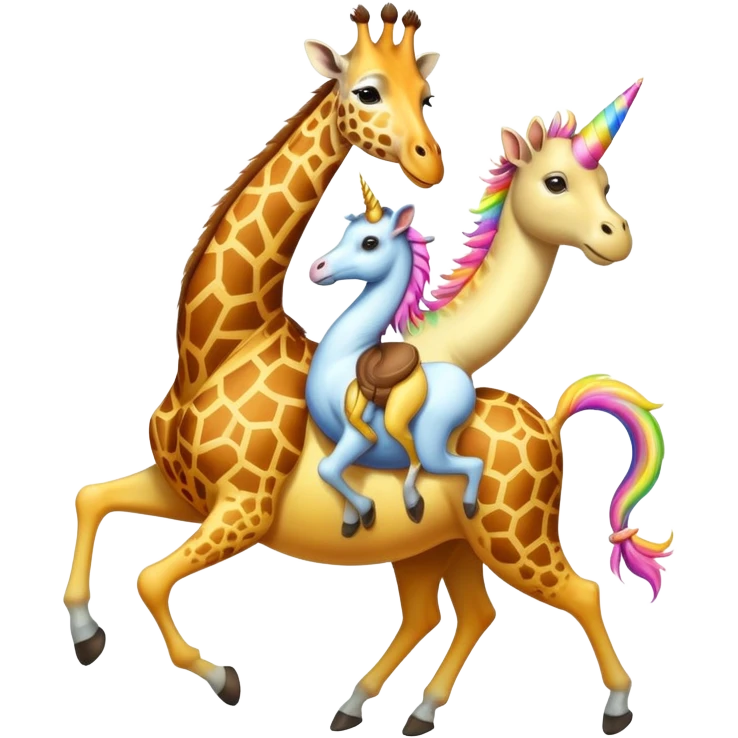 Farting giraffe riding a unicorn and a monkey  emoji
