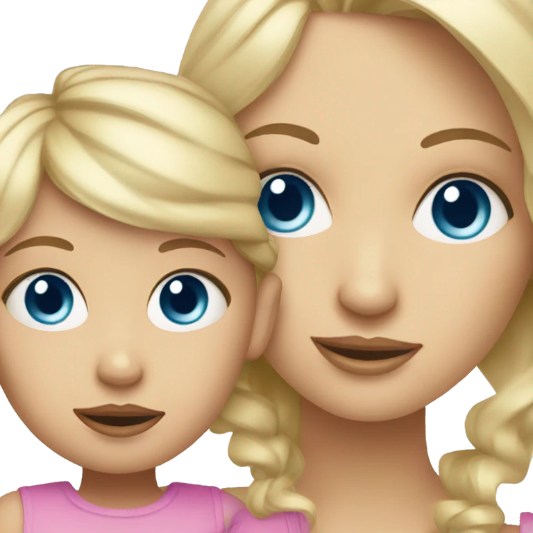 blue eyed mom blonde and daughter baby emoji
