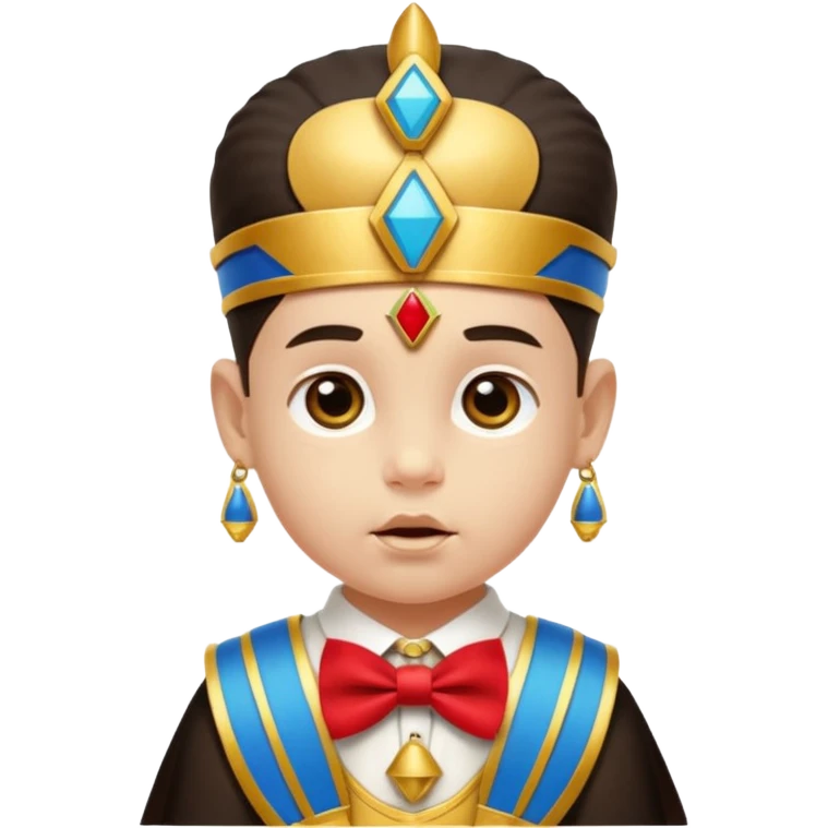 baby guy, pacifier, wearing phraoh royal ancient custome, red bow tie emoji