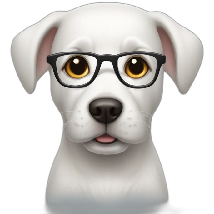 White dog nerd emoji