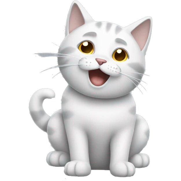 white and gray cat sneezing emoji