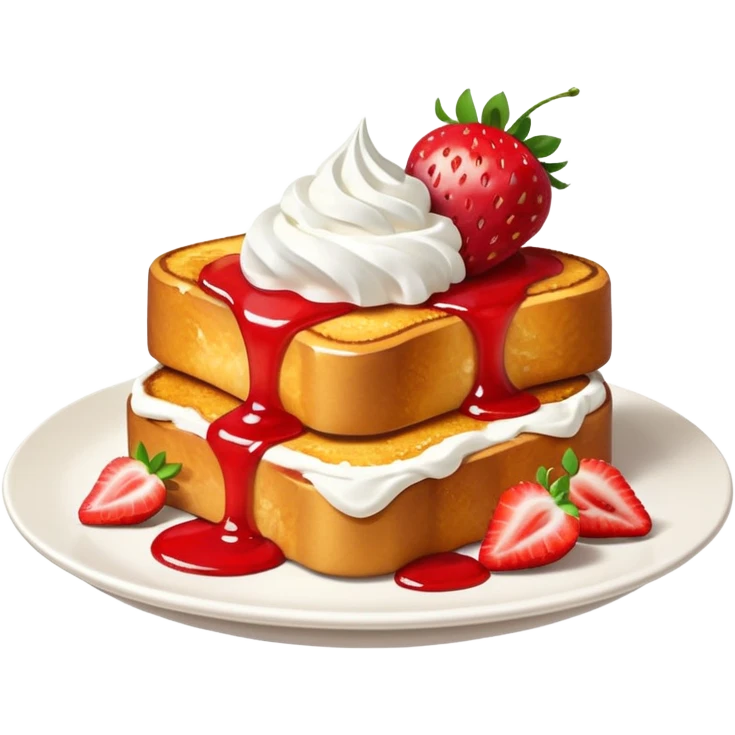French toast with strawberry on top and whipped cream emoji