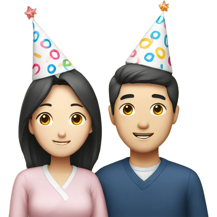 Korean couple celebrating birthday emoji
