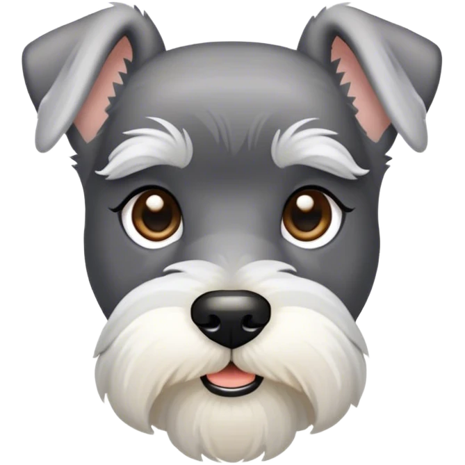 Cinematic Noble Miniature Schnauzer Portrait Emoji, Standing with a proud and stately demeanor, showcasing a sharply defined, salt-and-pepper fur with distinguished eyebrows and a confident, alert expression, simplified yet exquisitely detailed, glowing with a refined, dignified radiance, high shine, exuding intelligence and classic noble charm, soft glowing outline, capturing the essence of a noble Miniature Schnauzer that commands attention with effortless style! emoji
