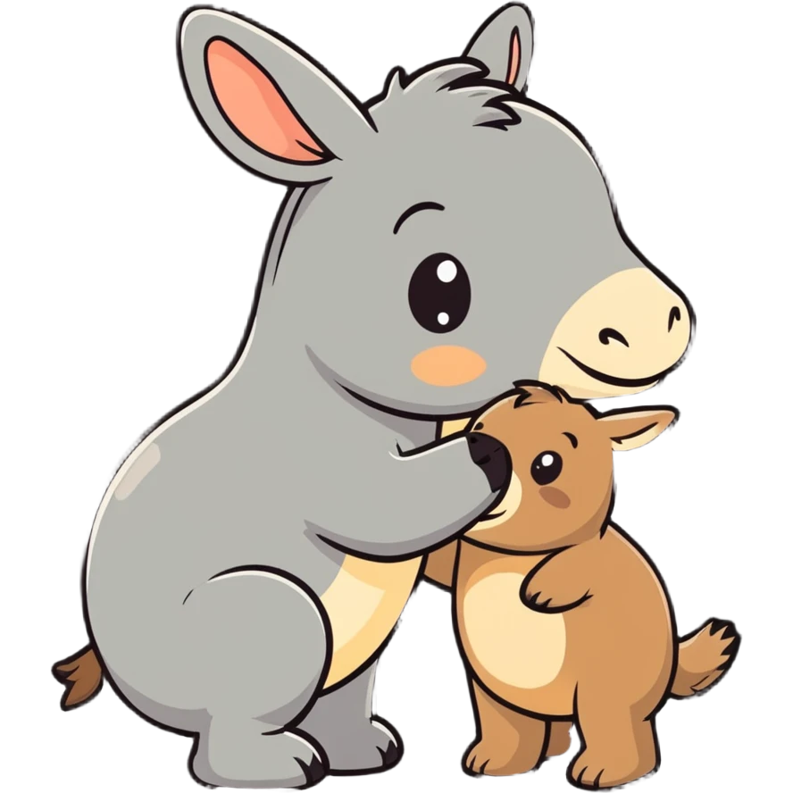 a donkey kissing an otter emoji