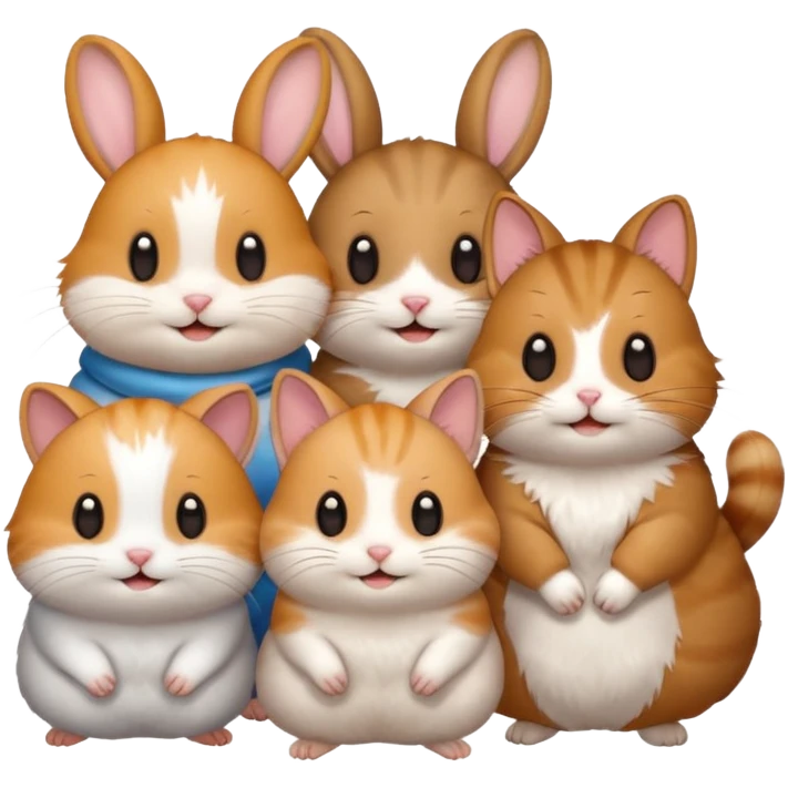 A hamster had three friends, the cat and rabbit they are from Chiikawa emoji