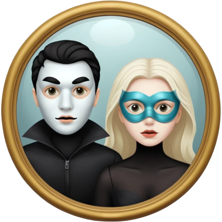Spooky Man on mask in mirror behind woman emoji