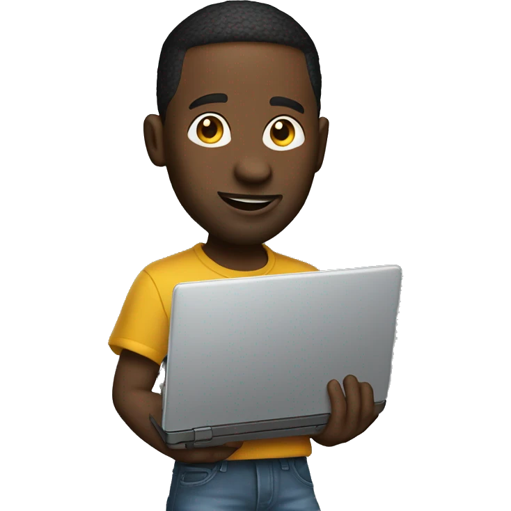 Hip hop guy holding laptop computer  emoji