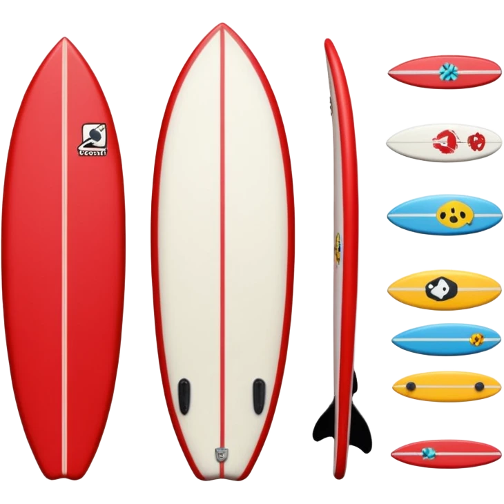 Red Surfboard with Stickers emoji