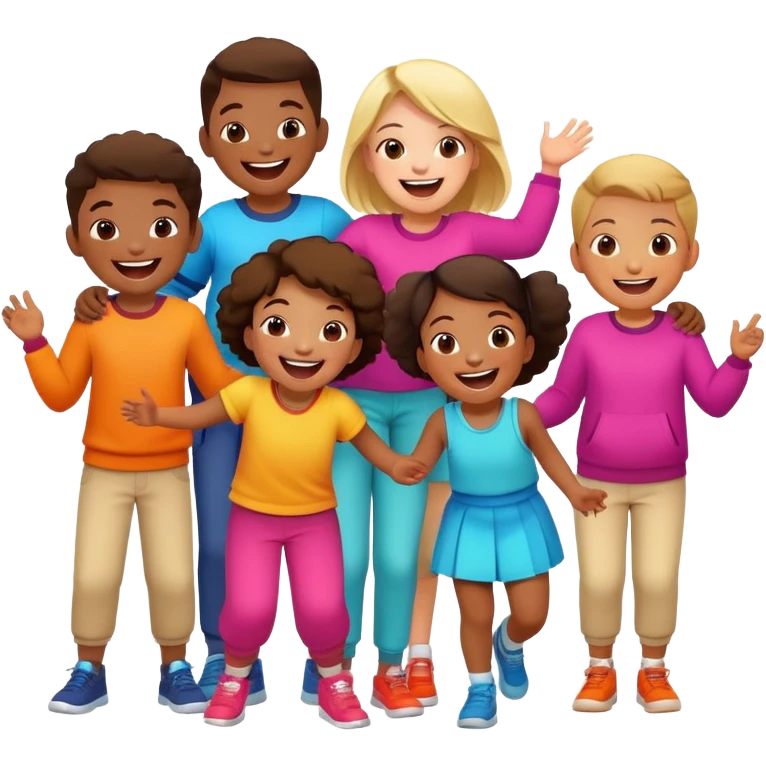 group of children laughing, fun and energetic emoji