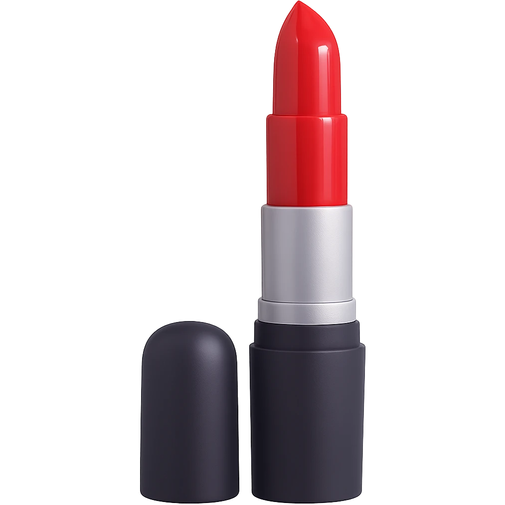 Add shine to the red lipstick, keep the transparent background. emoji
