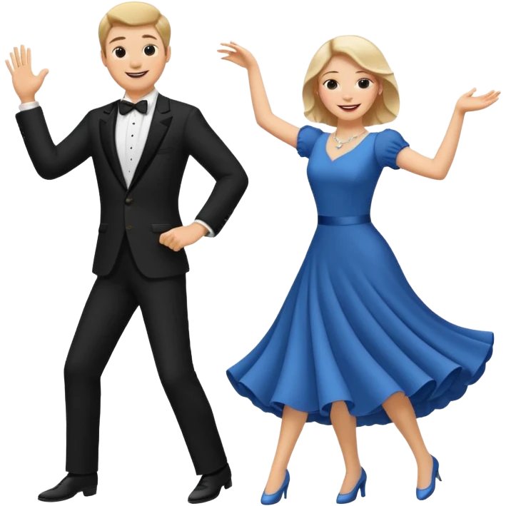 White Man and white woman dancing white emoji