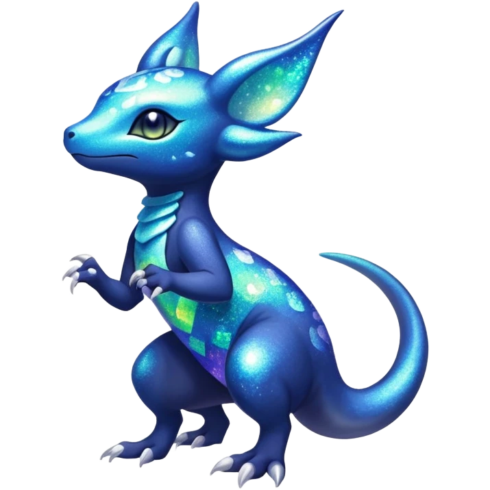 Colorful Iridescent Exotic Nebulae Salandit-Meowstic-Amaura-Fakémon-hybrid-creature (full body)  emoji
