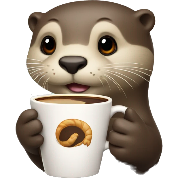 otter holding a cup of coffee an croissant emoji