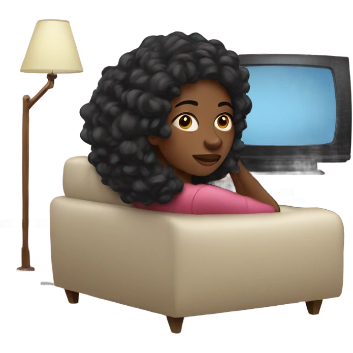 Black woman watching TV emoji