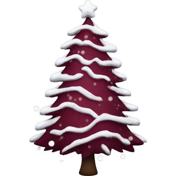 maroon christmas tree with snow emoji