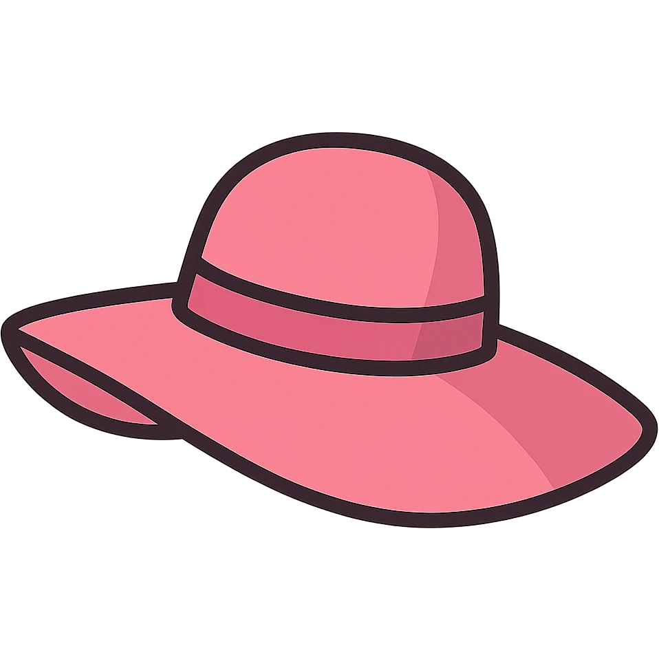 flat toon style pink hat emoji
