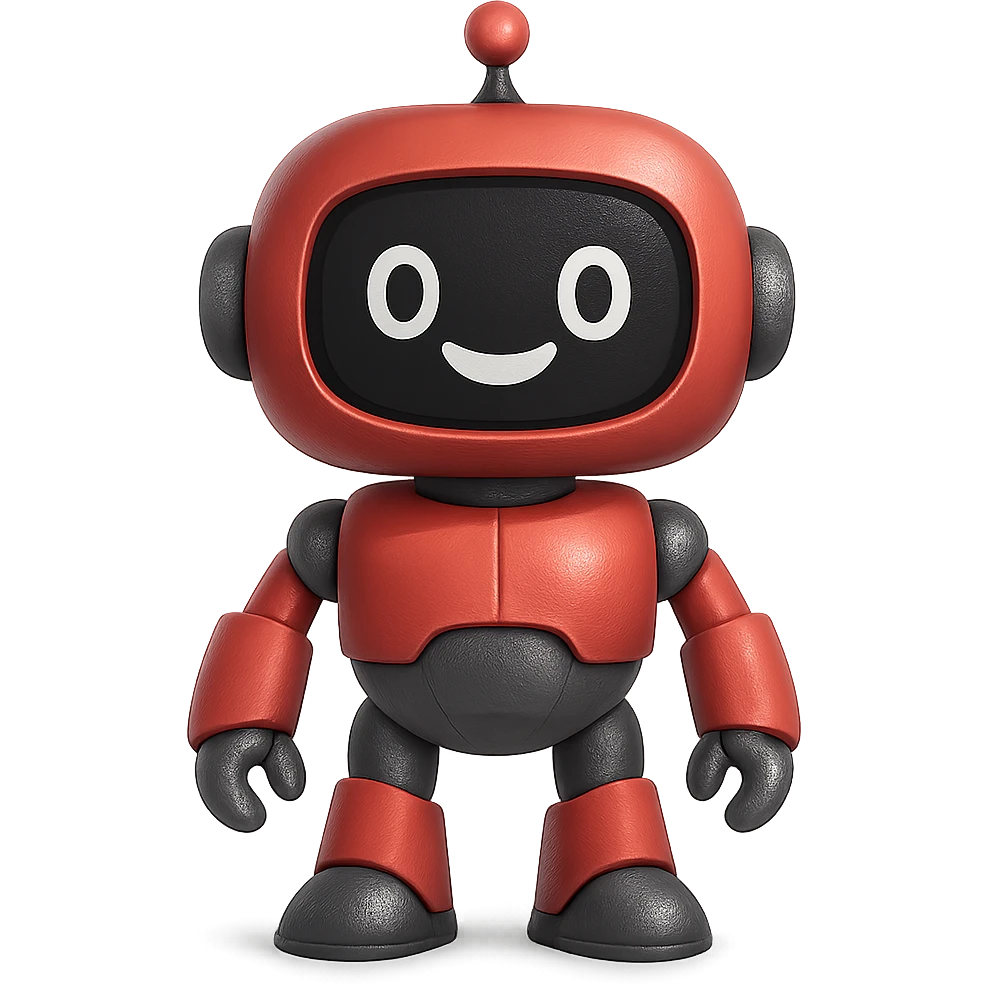 modern and friendly robot with a red and gray gradient color scheme emoji