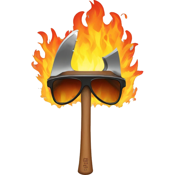 Axe on fire with sunglasses  emoji