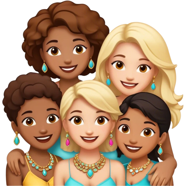 cheerful friends with jewelry emoji