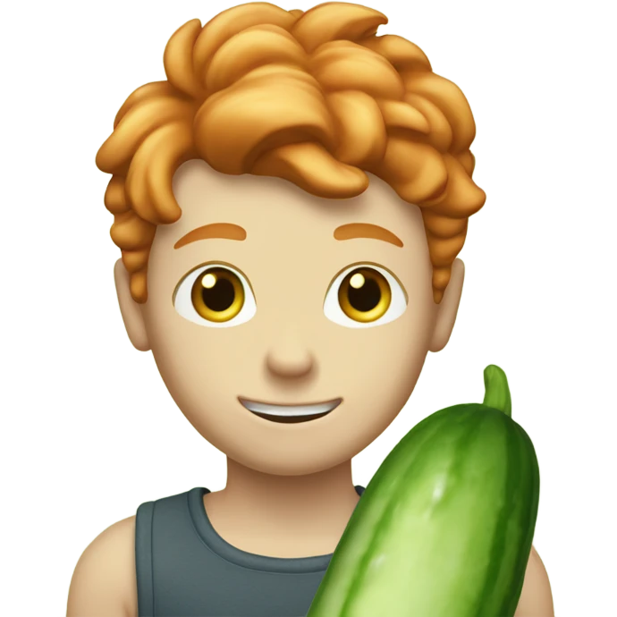 ginger boy with cucumber in hand emoji