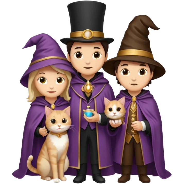 magician couple and their pet cat emoji